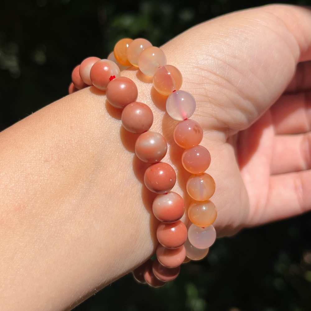 8mm stretchable jasper‎ orange agate bracelet set
